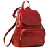 The Floto Livorno leather backpack is a wommen's fashion pack that is handcrafted in Italy. This is the Livorno Backpack in Tuscan Red. Angle view.